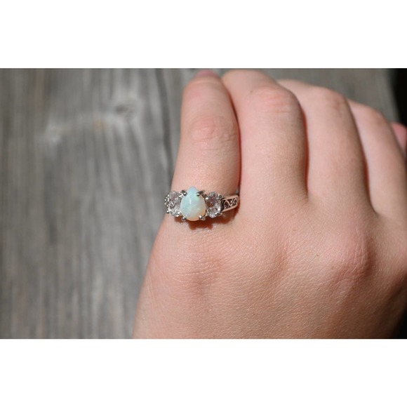 Opal engagement ring, Raw Diamond Ring, Rough Gemstone Jewelry, Sterling… - Picture 6 of 6